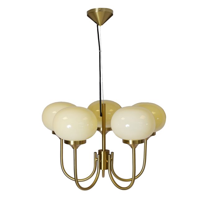 Duży efektowny żyrandol modern classic mosiądz szklane klosze Elsy